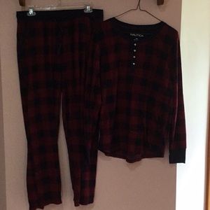 Nautica waffle weave checkered flannel pjs